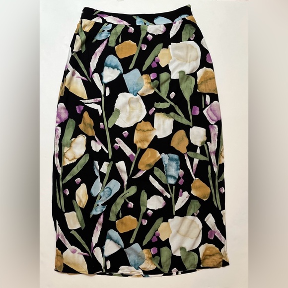 Lulus Black Floral Super Bloom Midi Skirt Large - Picture 5 of 8